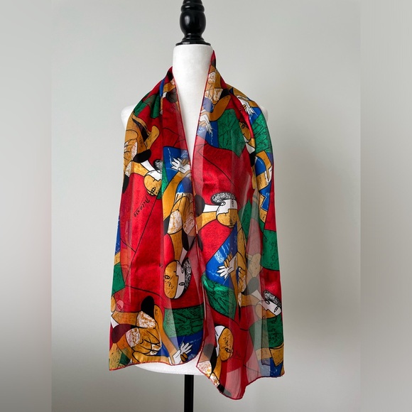 Picasso Colorful Vintage Polyester Scarf - Picture 3 of 3